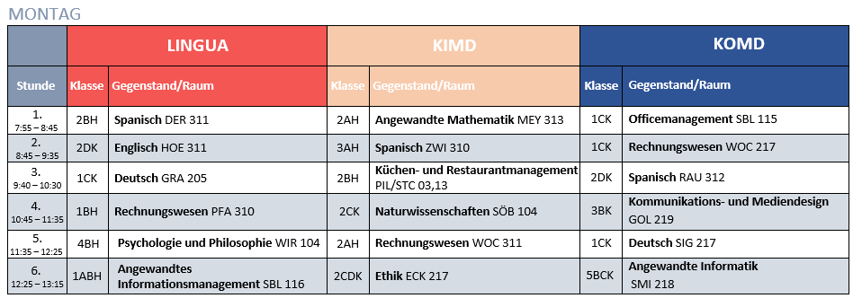 Montag Schnupperstundenplan Okt-Dez